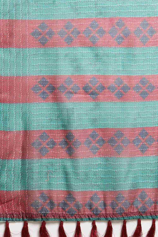 Buy Navy Blue Poly Cotton Bandhani Printed Saree Online - Back 