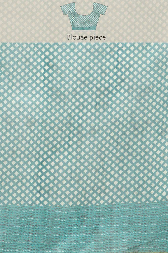 Buy Navy Blue Poly Cotton Bandhani Printed Saree Online - Side 