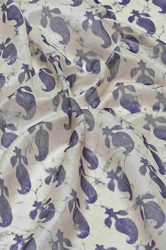 Buy Blue Cotton Block Printed Saree Online - Zoom Out 