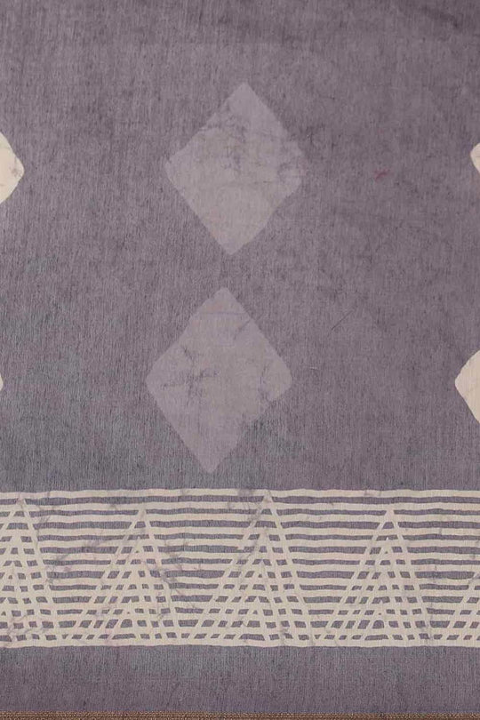 Buy Black Cotton Block Printed Saree Online - Back 