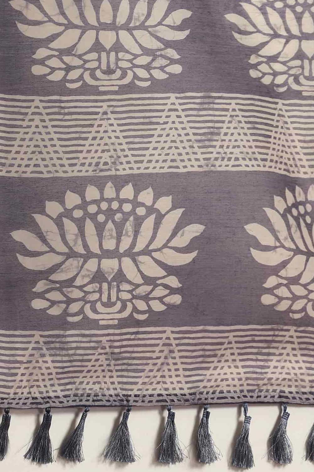 Buy Black Cotton Block Printed Saree Online - Zoom In 