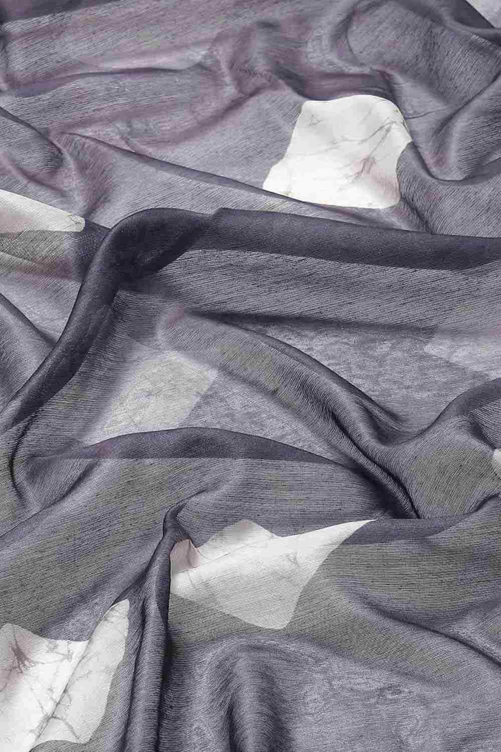 Buy Black Cotton Block Printed Saree Online - Zoom Out 