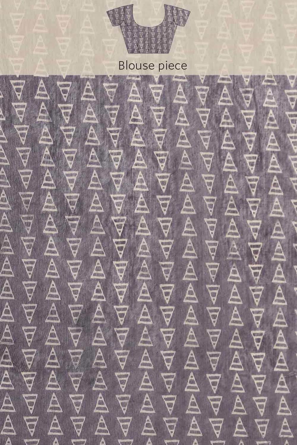 Buy Black Cotton Block Printed Saree Online - Side1 