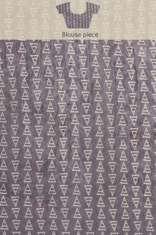 Buy Black Cotton Block Printed Saree Online - Side1 