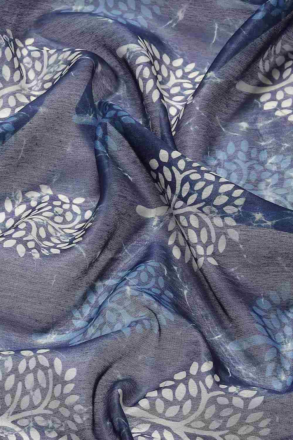 Buy Blue Cotton Block Printed Saree Online - Zoom Out 
