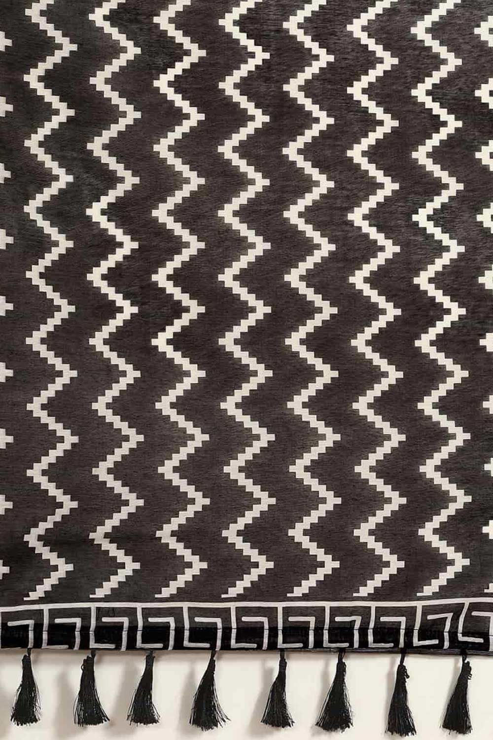 Buy Black Cotton Ethnic Motifs Banarasi Saree Online - Zoom Out 