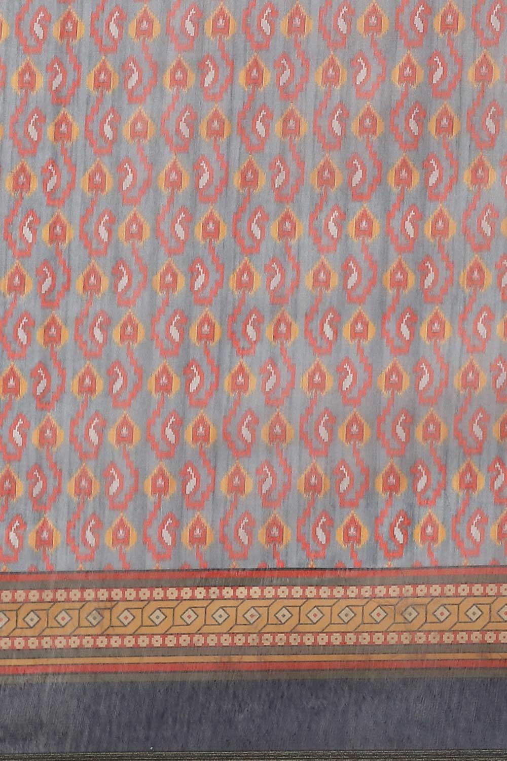 Buy Grey Cotton Block Printed Saree Online - Zoom In 