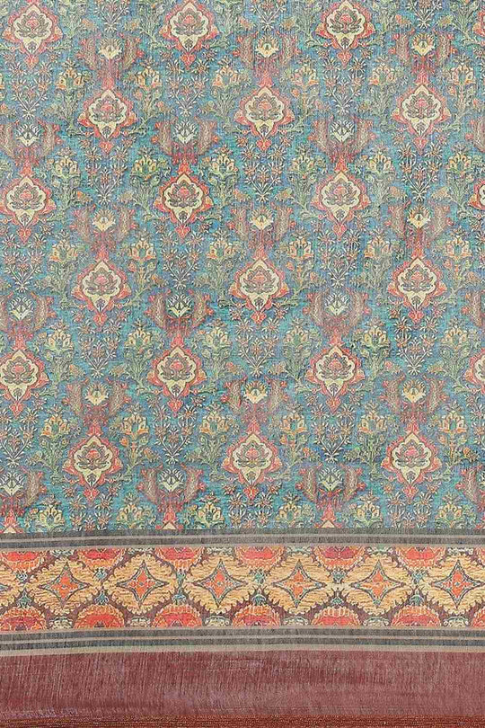 Buy Maroon Cotton Block Printed Saree Online - Zoom In 