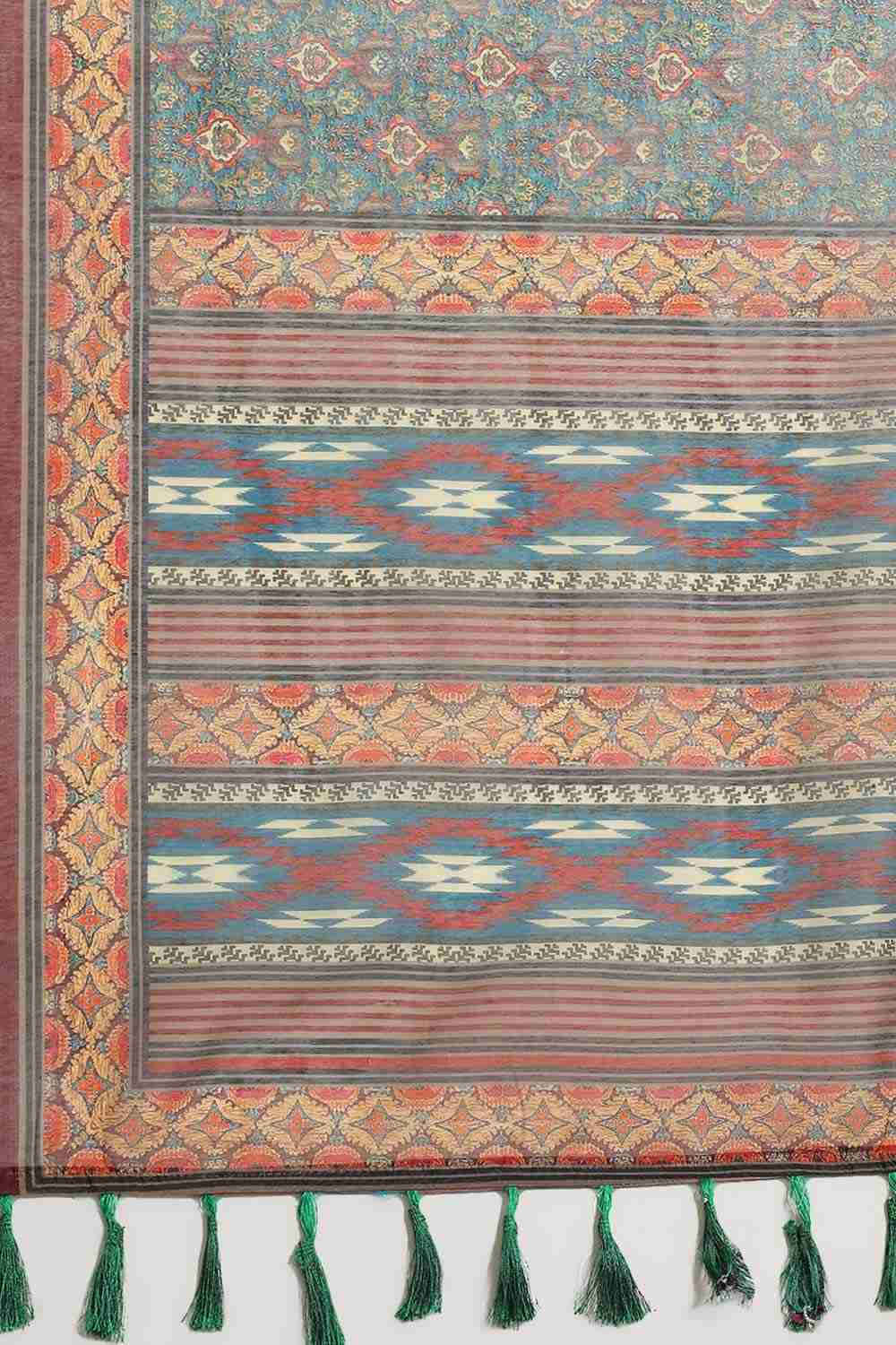 Buy Maroon Cotton Block Printed Saree Online - Zoom Out 