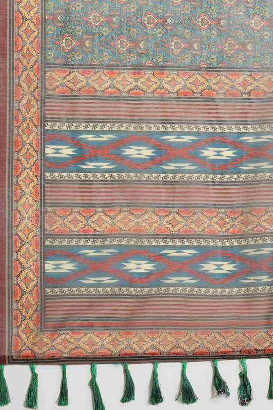 Buy Maroon Cotton Block Printed Saree Online - Zoom Out 