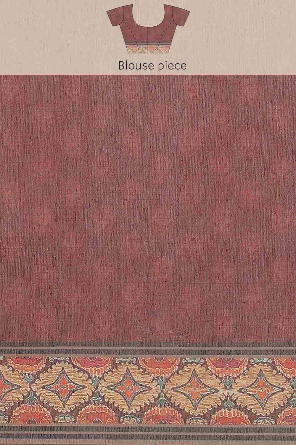 Buy Maroon Cotton Block Printed Saree Online - Side1 