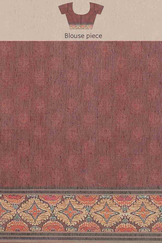 Buy Maroon Cotton Block Printed Saree Online - Side1 
