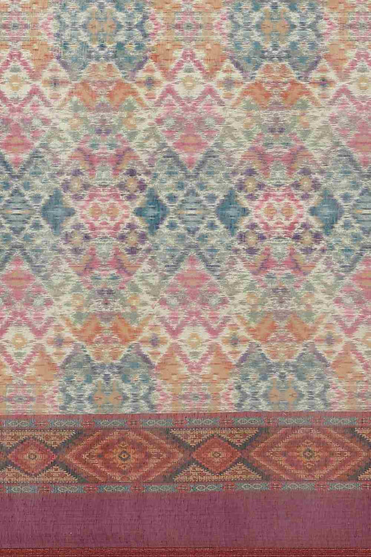 Buy Multicolor Cotton Block Printed Saree Online - Back 