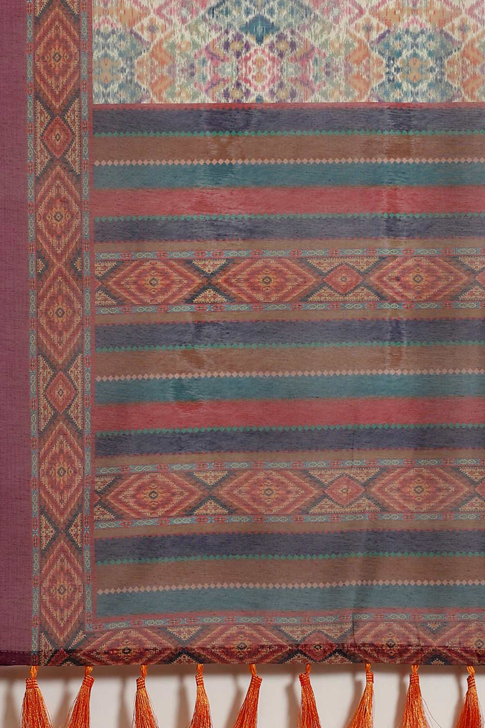 Buy Multicolor Cotton Block Printed Saree Online - Zoom In 