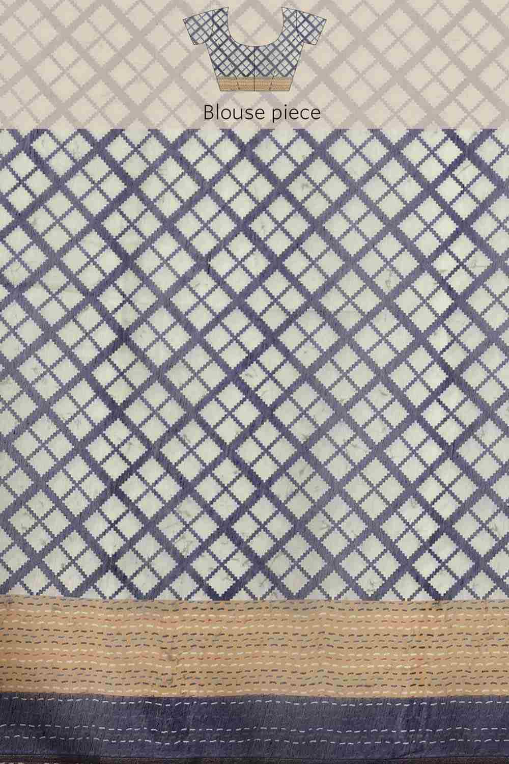 Buy Black Cotton Block Printed Saree Online - Side1 