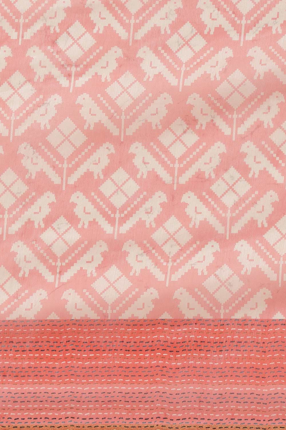 Buy Pink Cotton Block Printed Saree Online - Zoom In 
