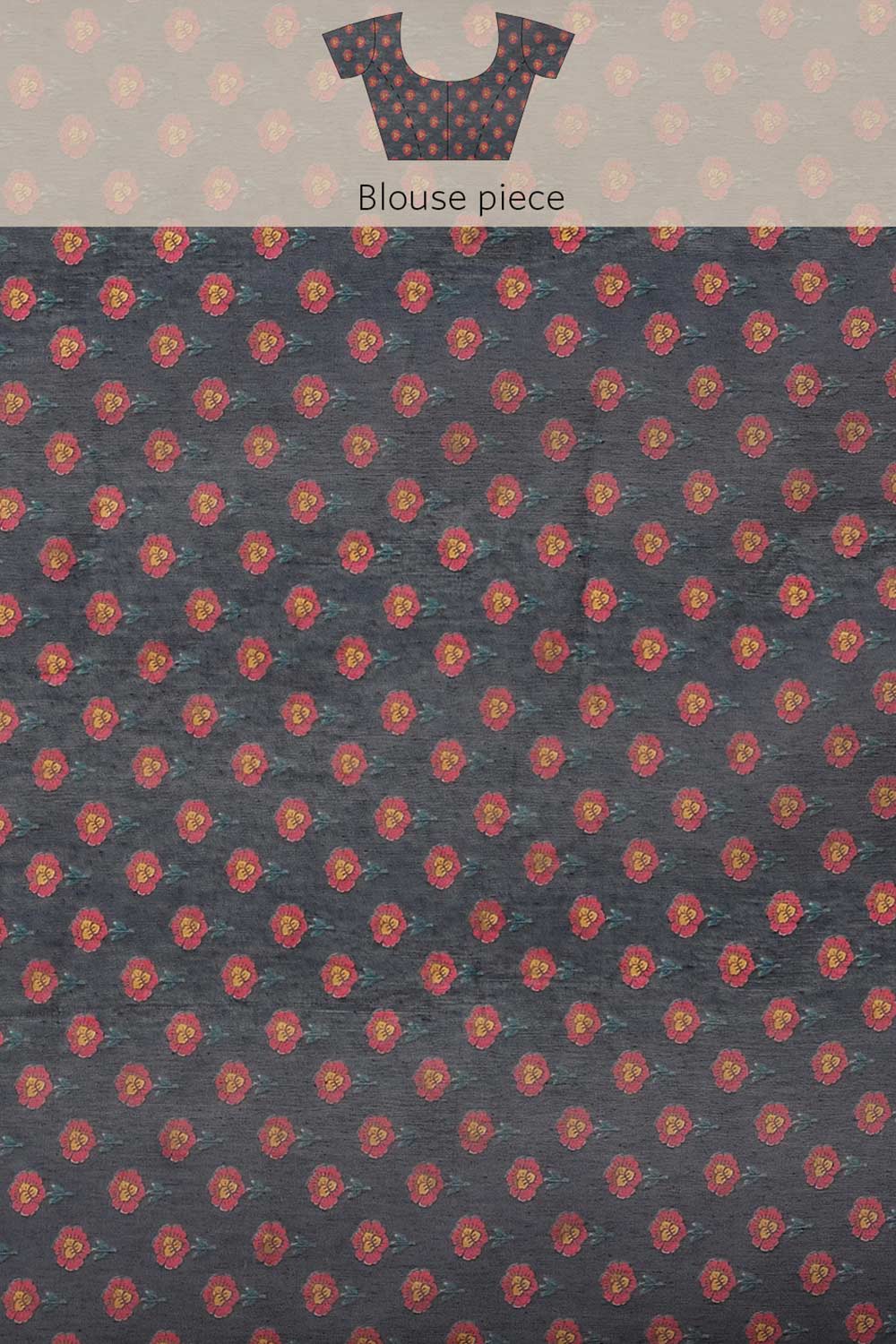 Buy Blue Cotton Block Printed Saree Online - Side1 