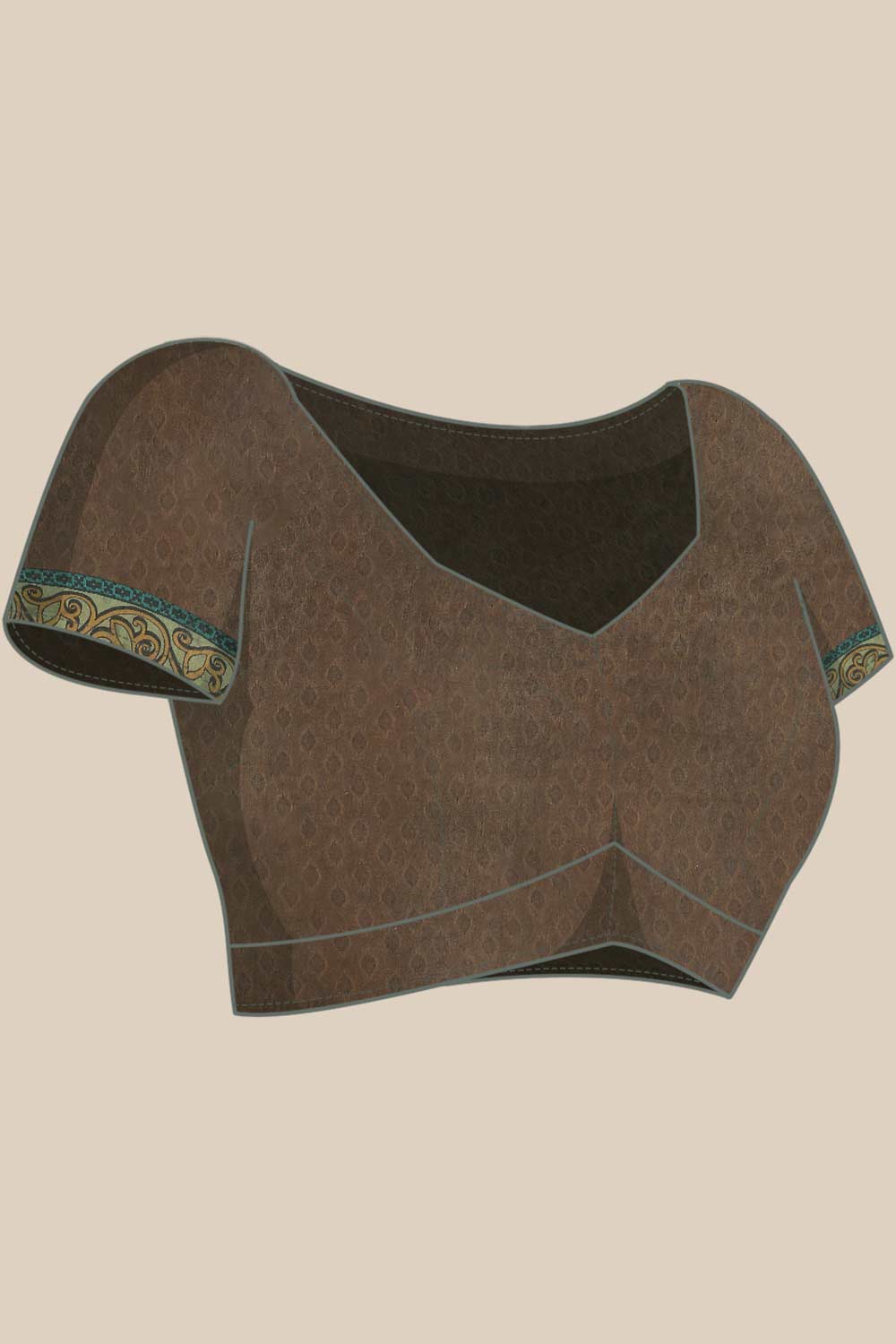 Buy Green Cotton Block Printed Saree Online - Zoom Out 