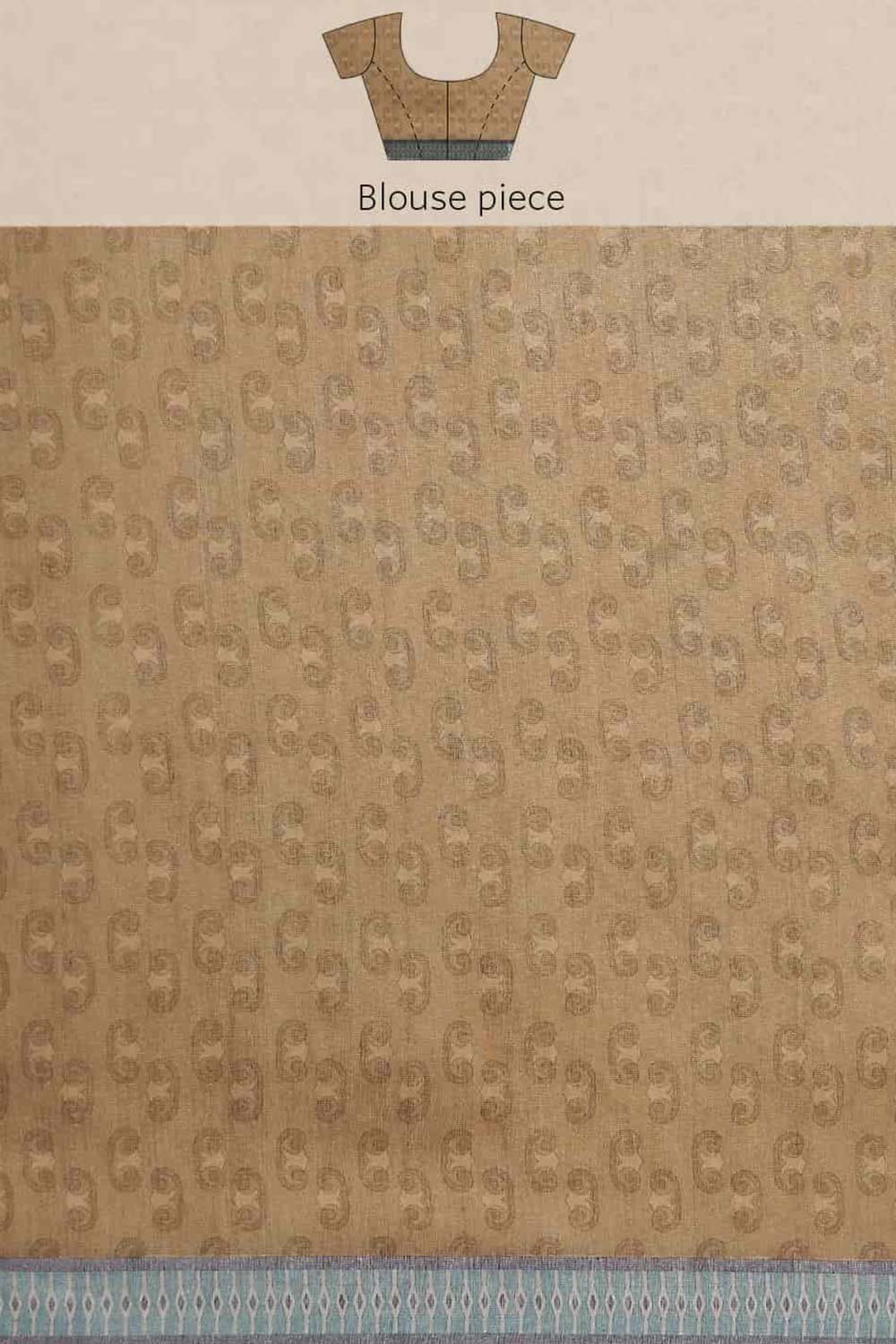 Buy White Cotton Block Printed Saree Online - Side1 