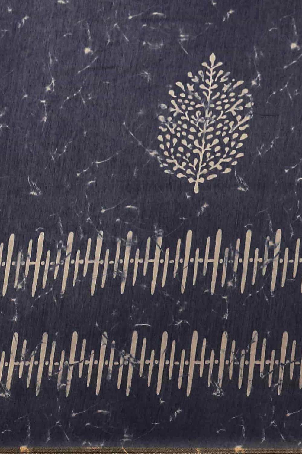 Buy Black Cotton Block Printed Saree Online - Back 