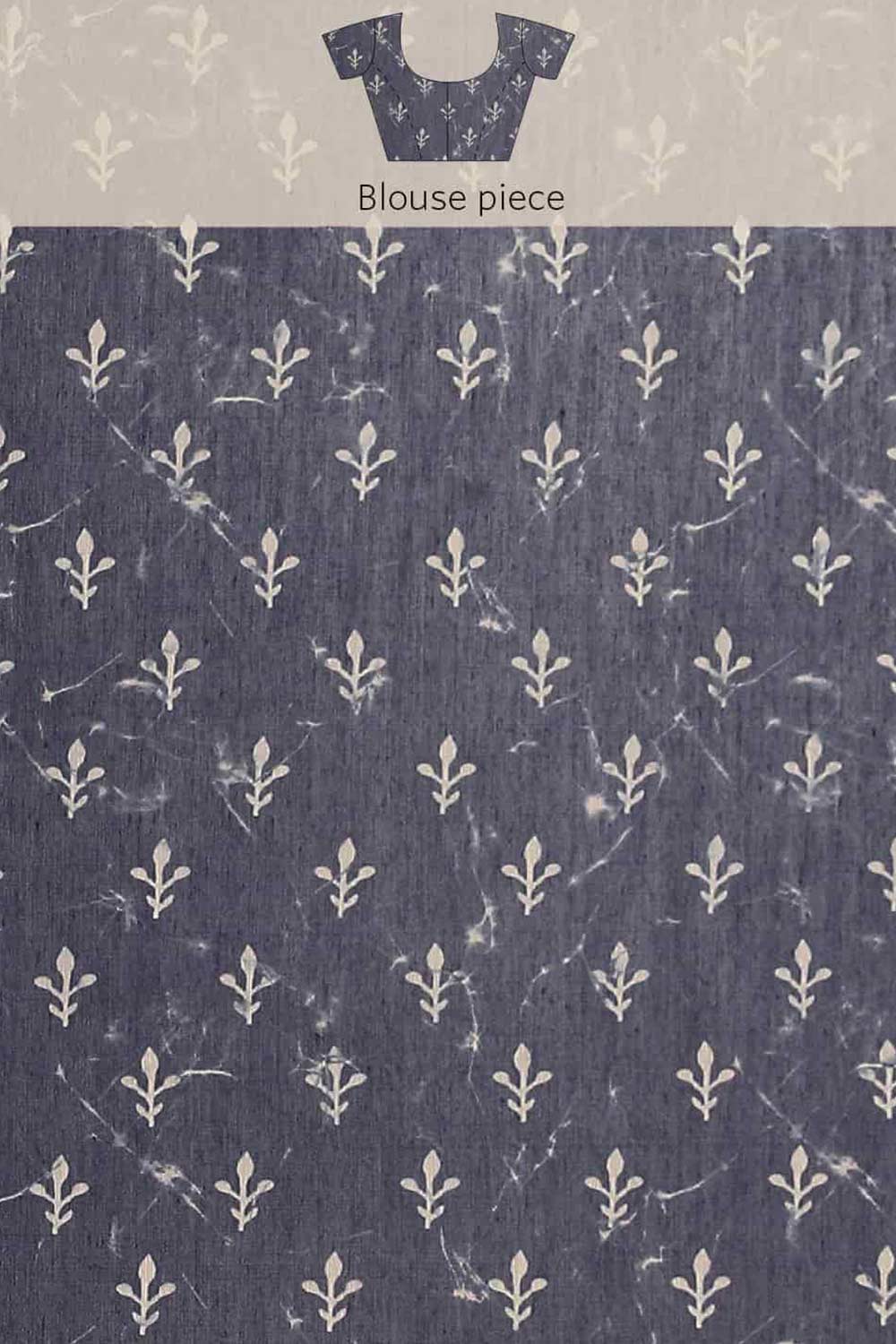 Buy Black Cotton Block Printed Saree Online - Side1 