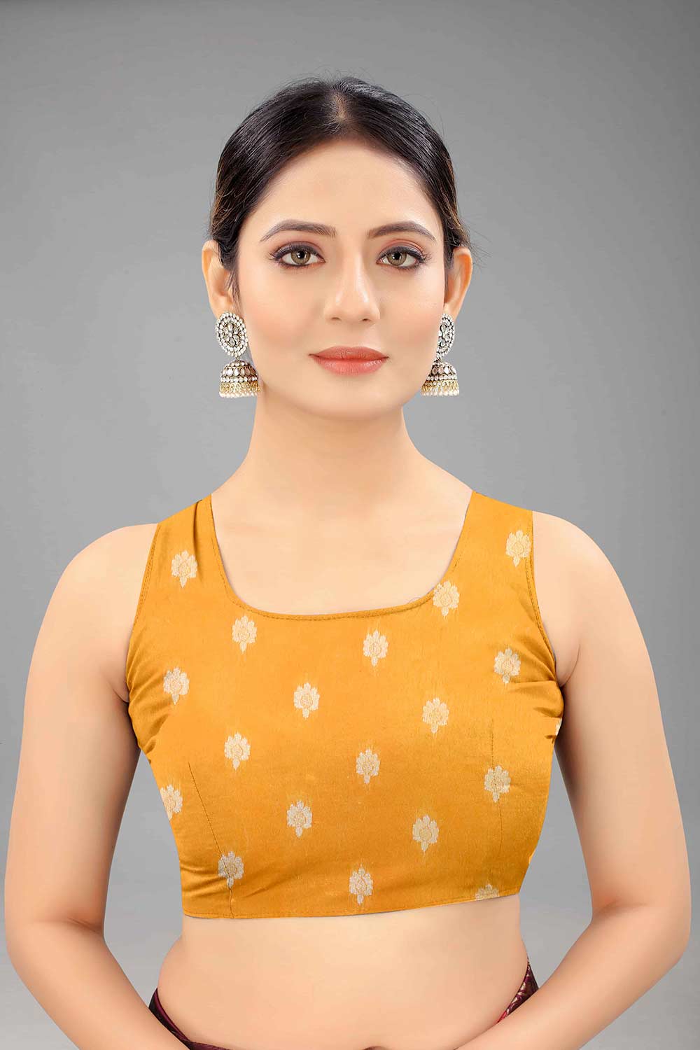 Buy Yellow Nylon Organza Ethnic Motifs Banarasi Saree Online - Zoom Out 