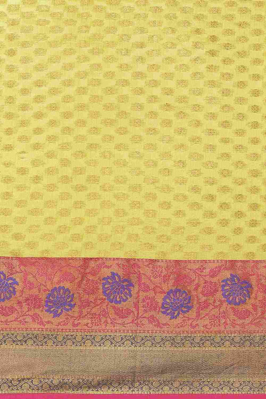Buy Yellow Soft Art Silk Floral Printed Banarasi Saree Online - Zoom In 
