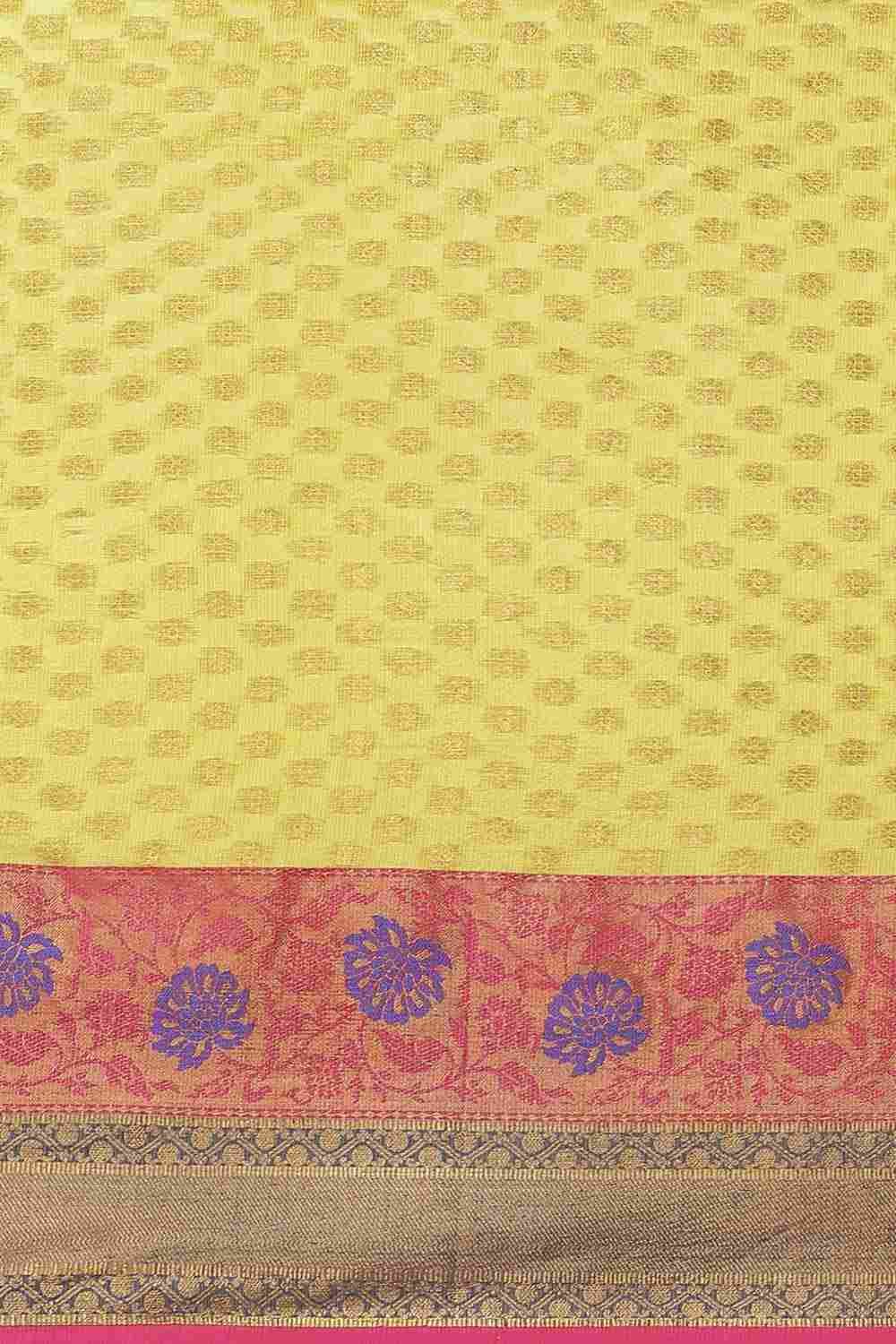 Buy Yellow Soft Art Silk Floral Printed Banarasi Saree Online - Zoom In 