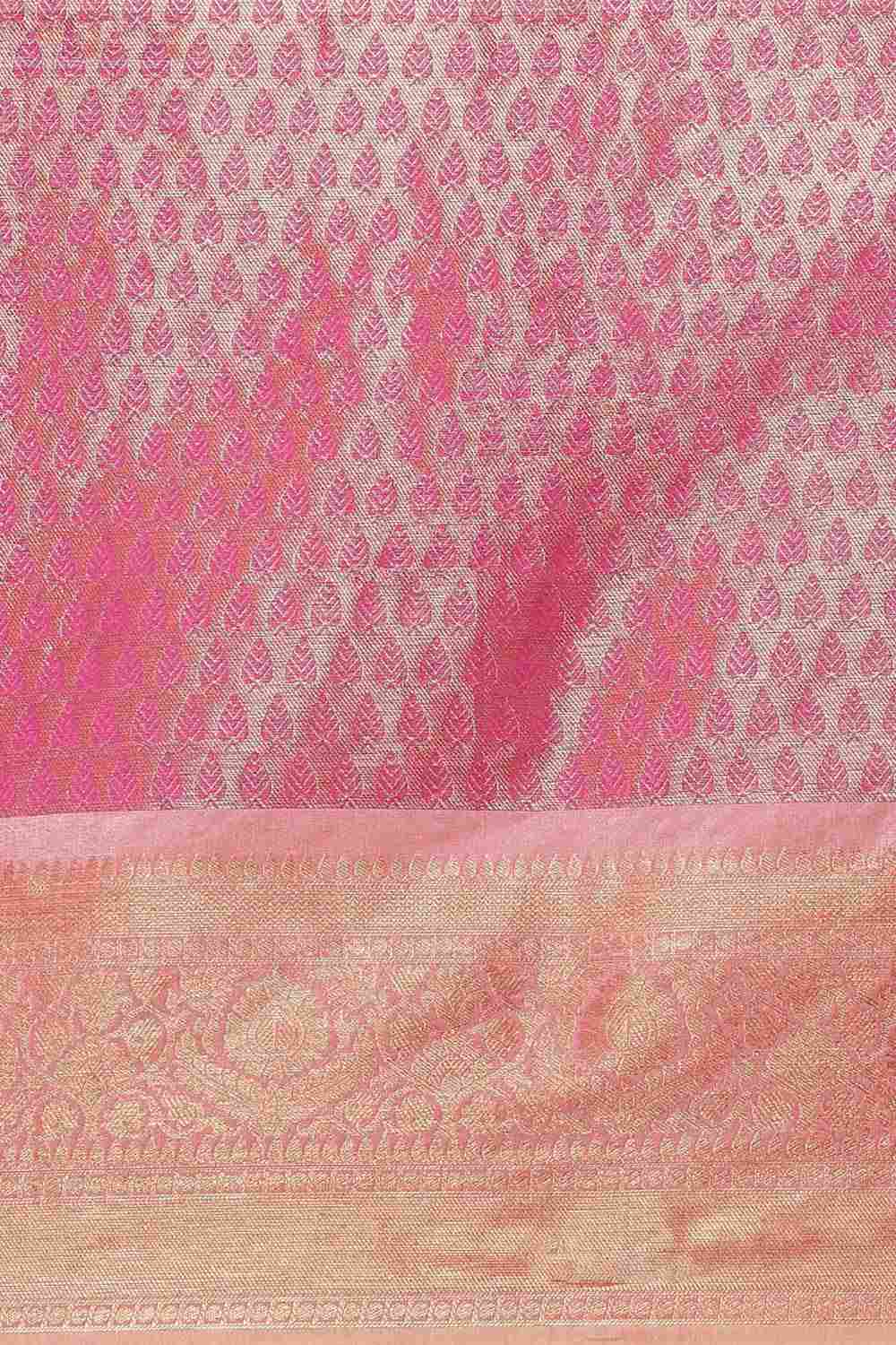 Buy Pink Art Silk Ethnic Motifs Banarasi Saree Online - Back 