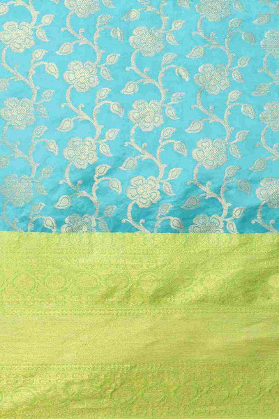 Buy Teal Art Silk floral brocade Saree Online - Zoom In 