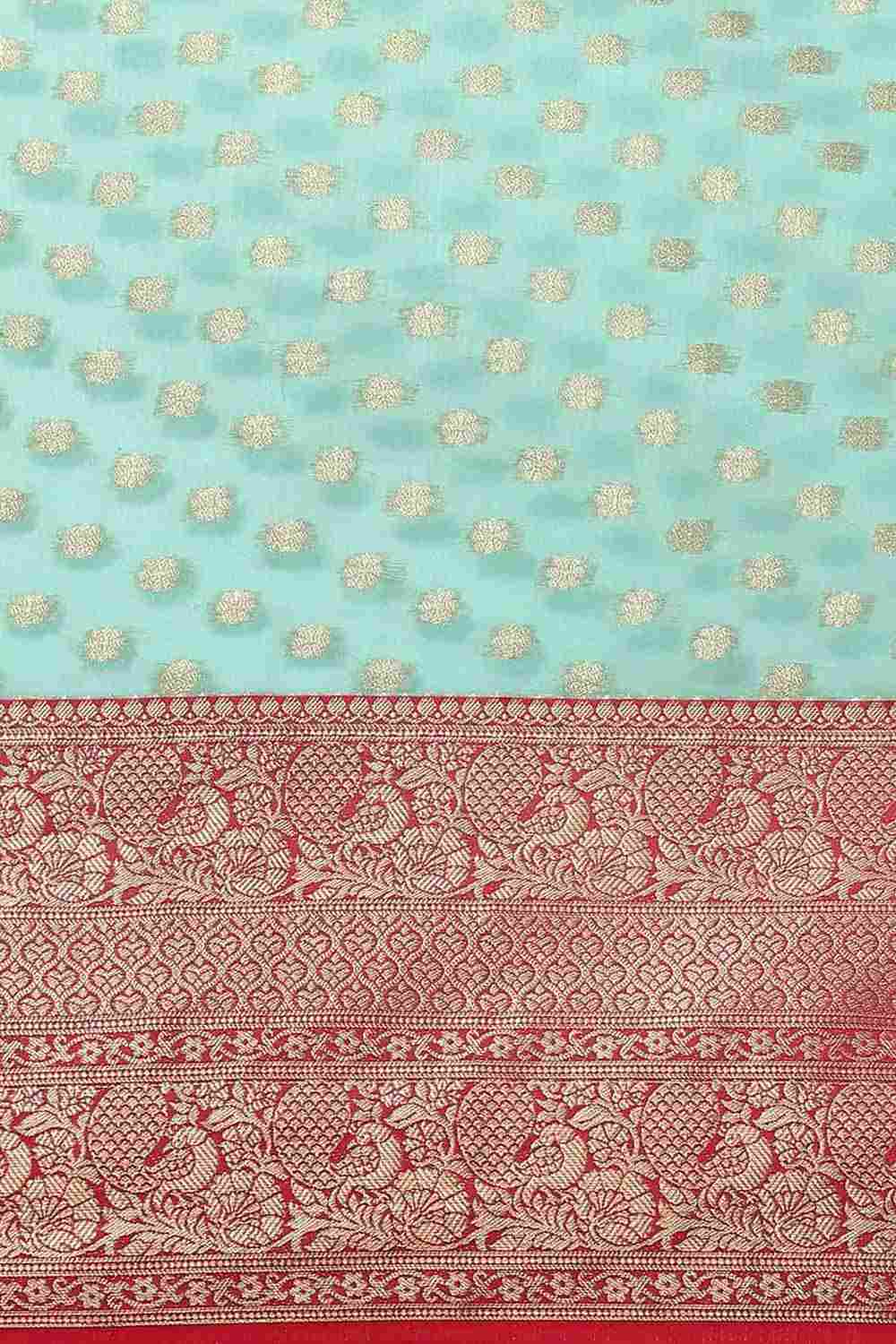 Buy Teal Art Silk Ethnic Motifs Banarasi Saree Online - Zoom In 