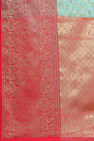 Buy Teal Art Silk Ethnic Motifs Banarasi Saree Online - Zoom Out 