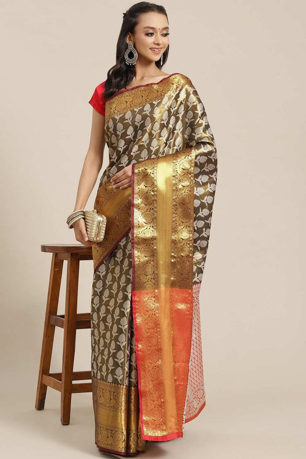 Buy Blue Soft Art Silk Floral Printed Banarasi One Minute Saree Online 