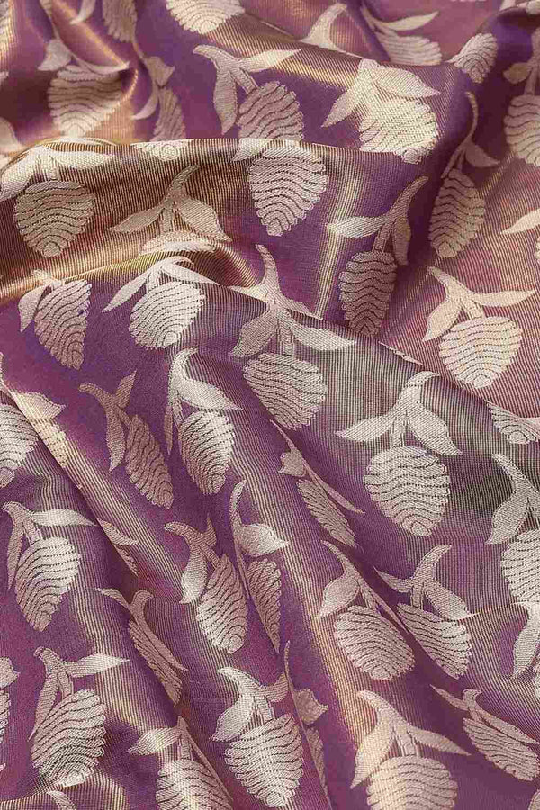 Buy Purple Soft Art Silk Floral Printed Banarasi Saree Online - Zoom Out 