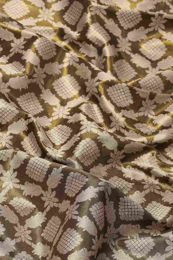 Buy mahendi Soft Art Silk Floral Printed Banarasi Saree Online - Side 