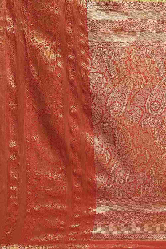 Buy Parrot Green Art Silk brocade Saree Online - Zoom In 