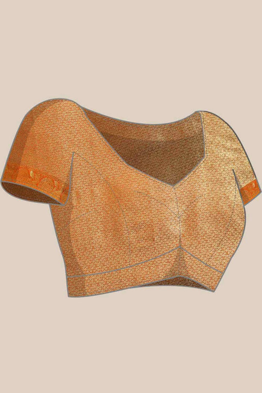 Buy Parrot Green Art Silk brocade Saree Online - Side 