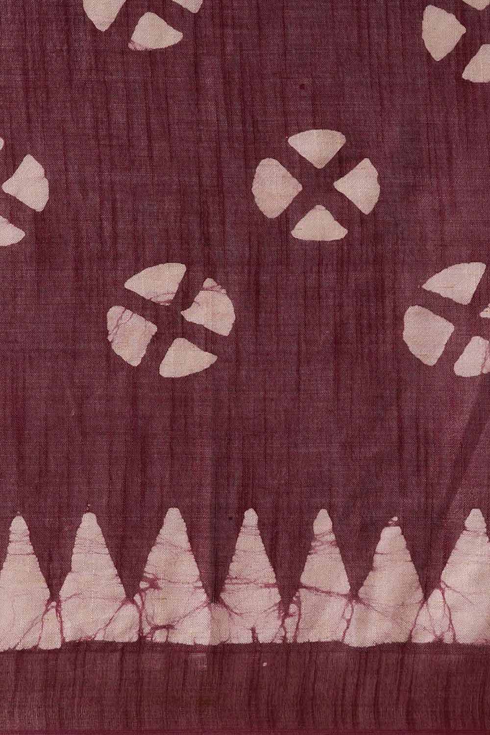 Wilda Burgundy Cotton Blend Batik One Minute Saree