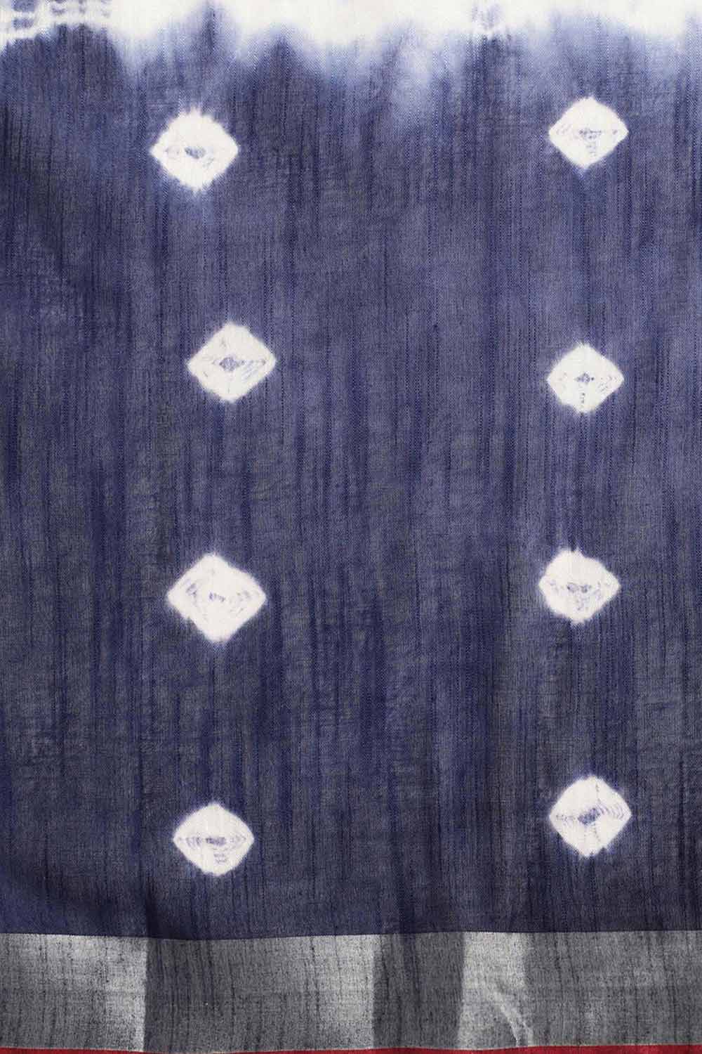 Zora Navy Blue Cotton Blend Bandhani One Minute Saree