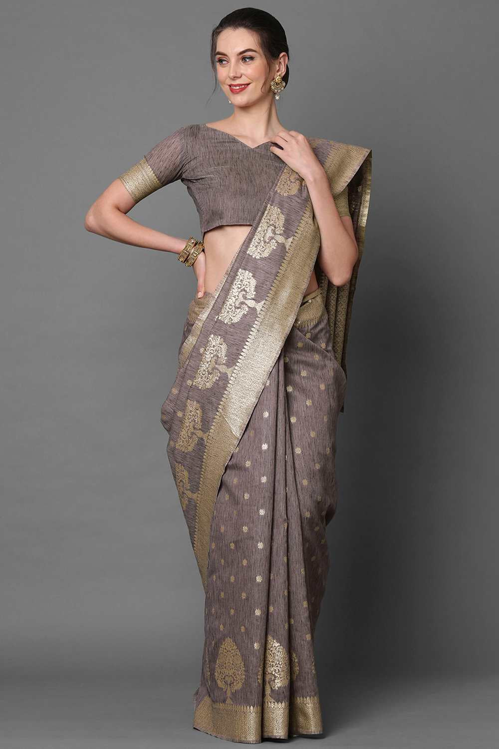Buy Purple Woven Art Silk One Minute Saree