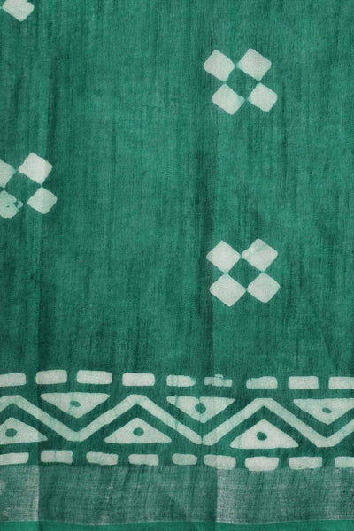 Kohli Green Cotton Blend Block Print One Minute Saree