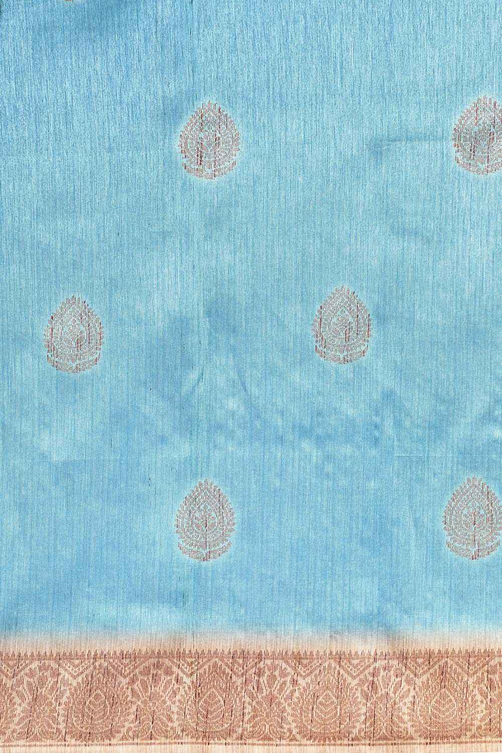 Peppa Blue Silk Blend Bagh Printed One Minute Saree