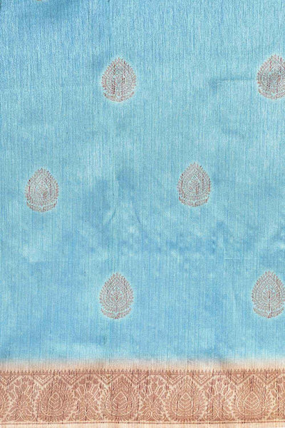 Peppa Blue Silk Blend Bagh Printed One Minute Saree