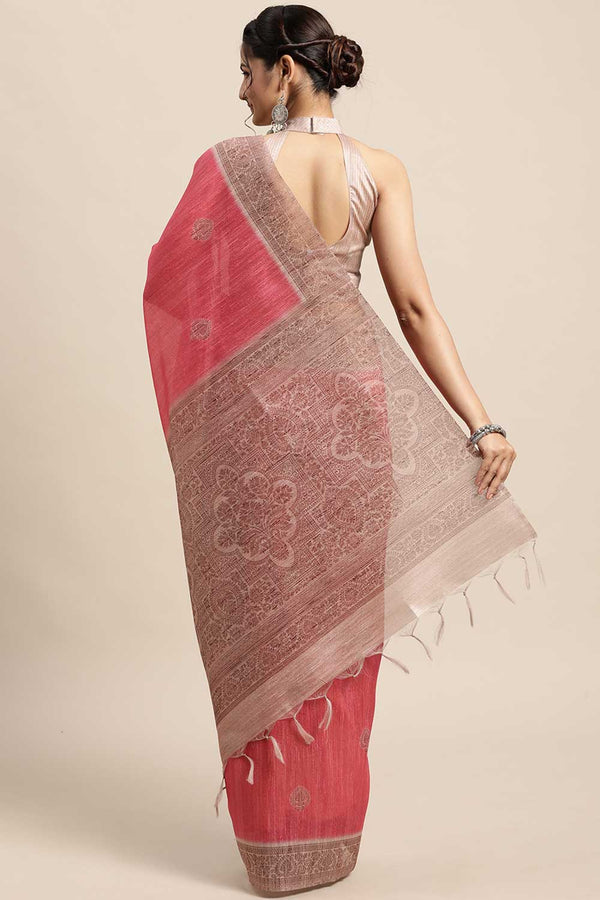 Betsy Silk Blend Pink Printed One Minute Saree