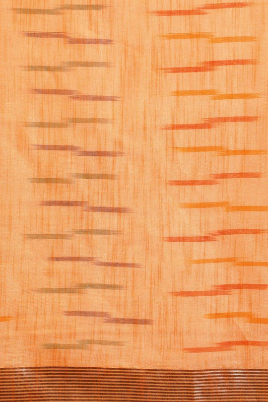 Lina Orange Cotton Blend Ikat One Minute Saree