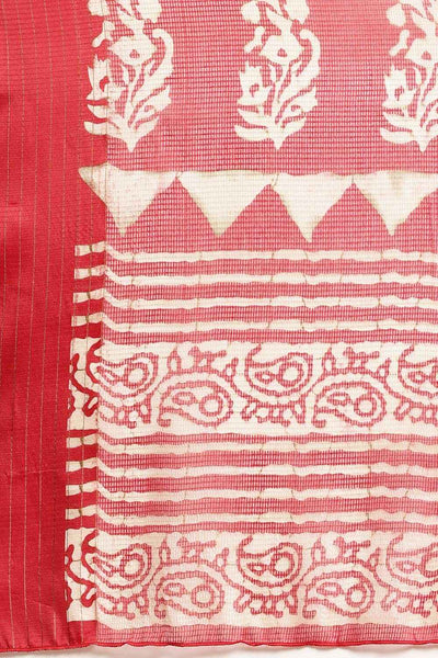 Juhi Red Brasso Batik Ikat Print One Minute Saree