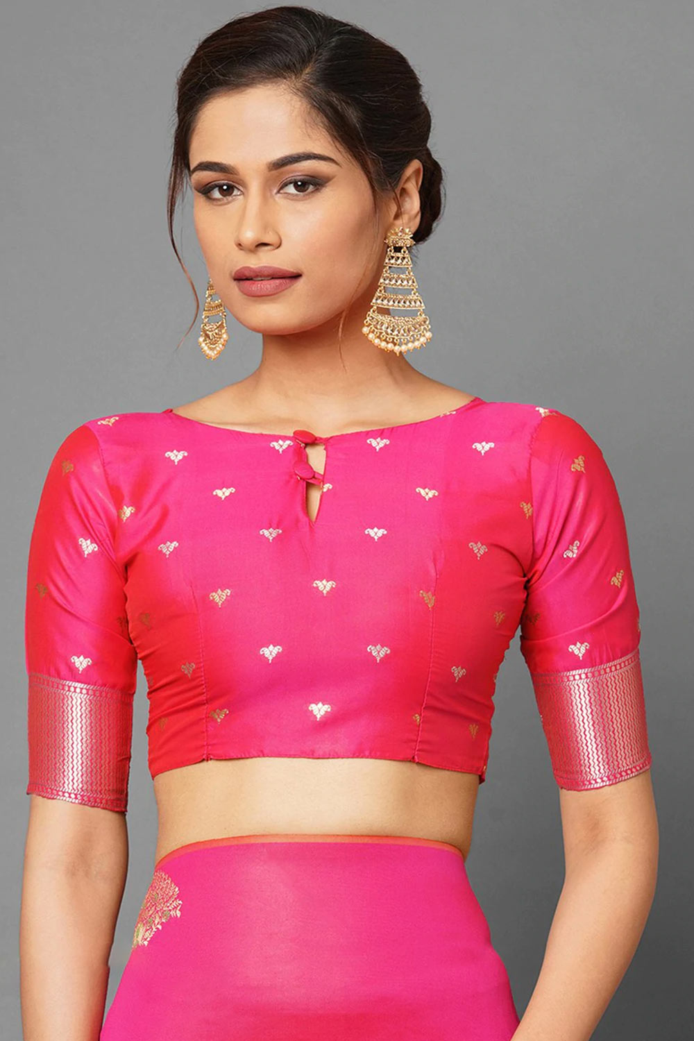 Sia Pink Woven Silk Blend One Minute Saree