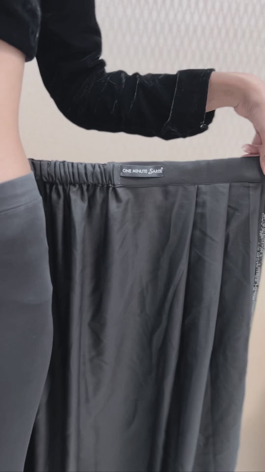 Elana Black Viscose Georgette Sequins Ready to Wear One Minute Saree